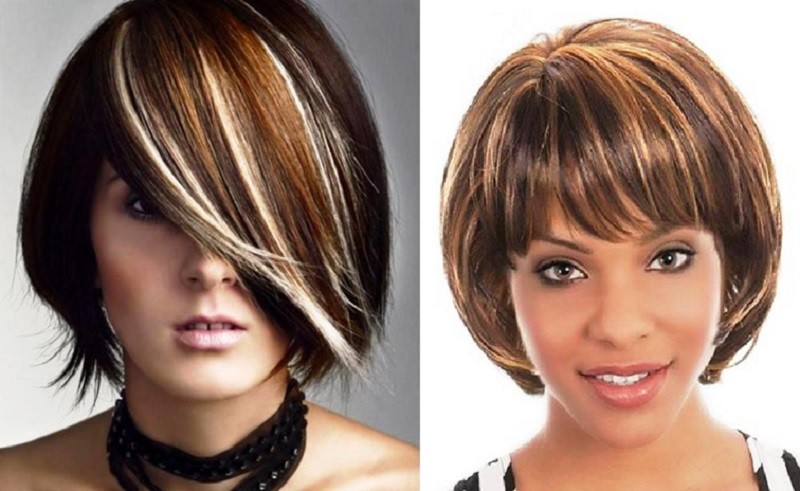Колорирование на темные волосы фото до и после на средние волосы с челкой фото