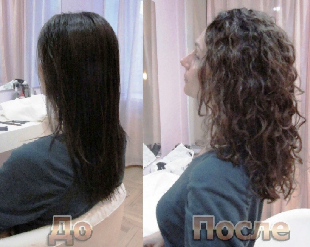 Фото биозавивки на длинных волосах до и после