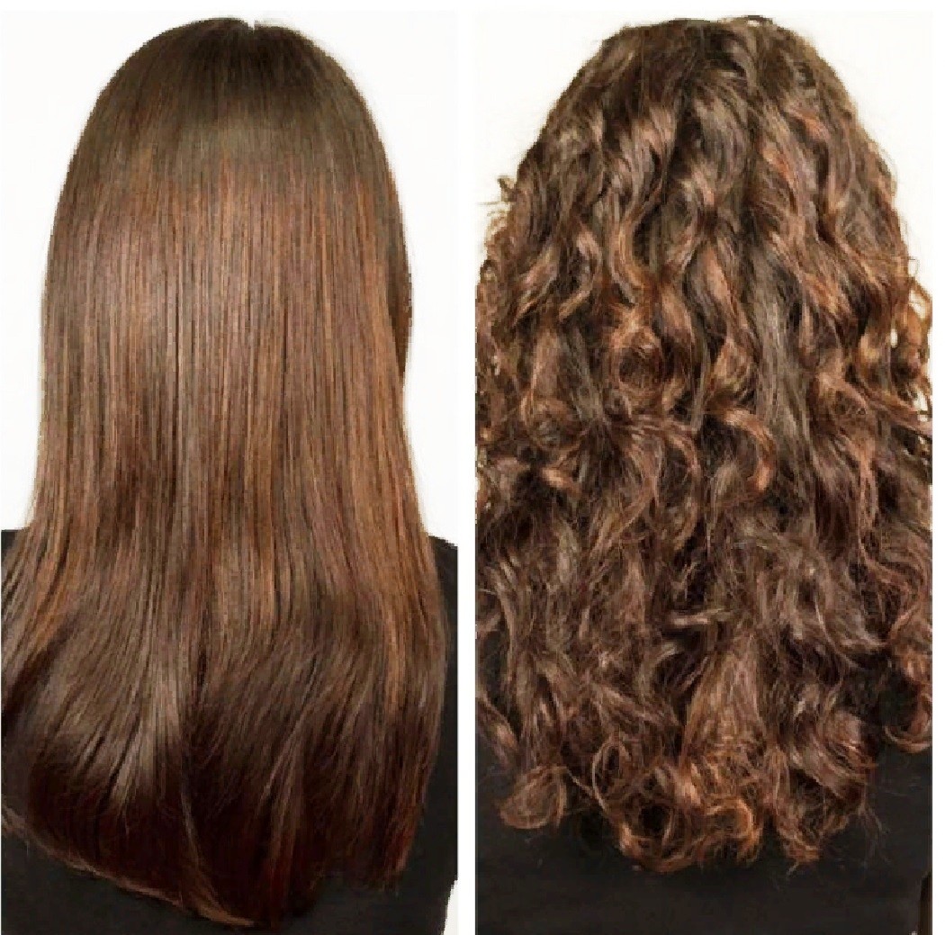 Фото биозавивки на длинных волосах до и после