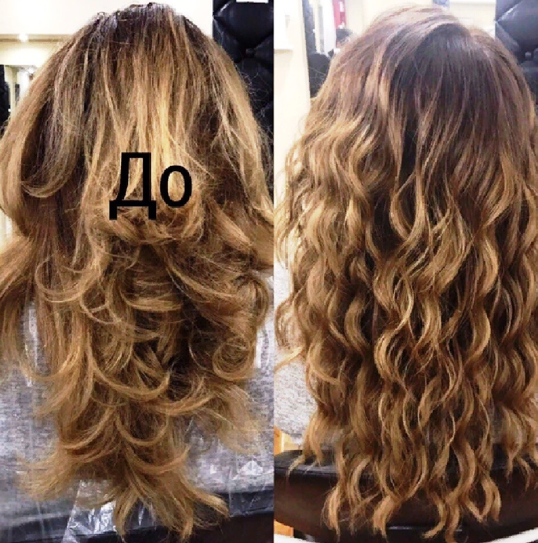 Биозавивка волос фото до и после на средние волосы с челкой